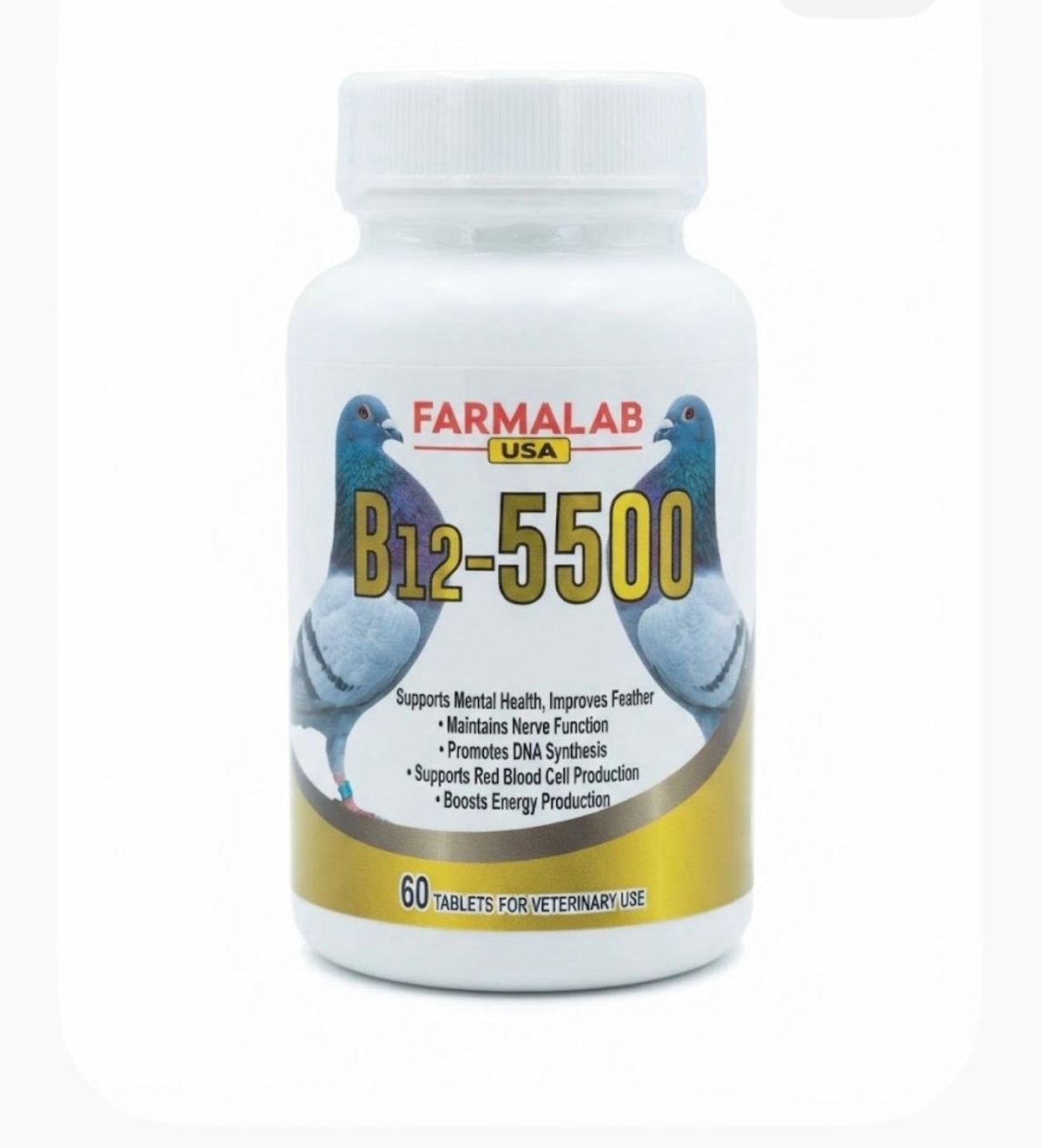 Farmalab B12-5500 Bird Vitamin Supplement — 60 Tablets