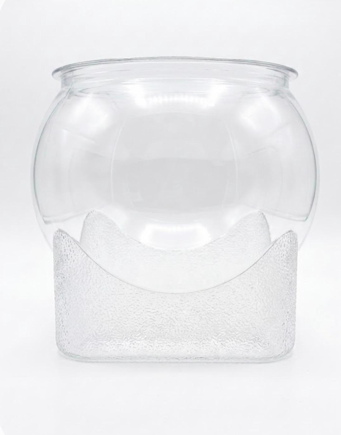Glass Fish Bowl with White Decorative Base
