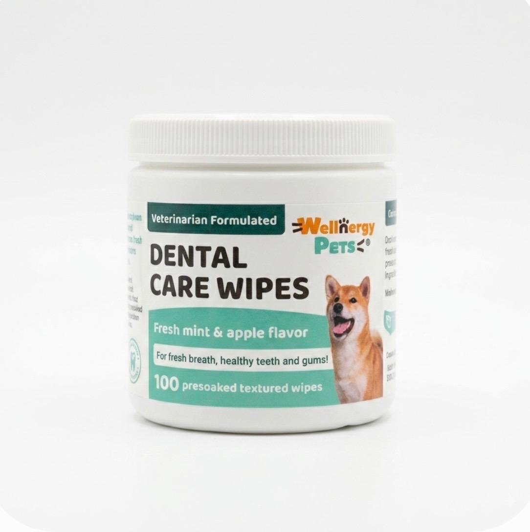 Wellnergy Pets Dental Care Wipes for Dogs & Cats – 100 Count